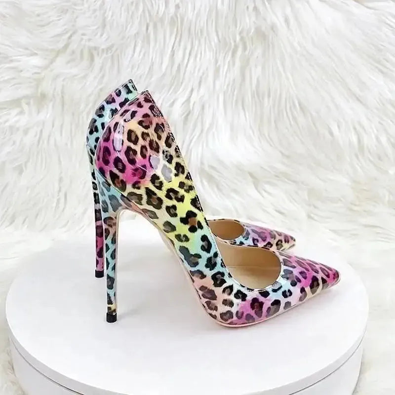Colorful Leopard Print Stiletto High Heels Shoes