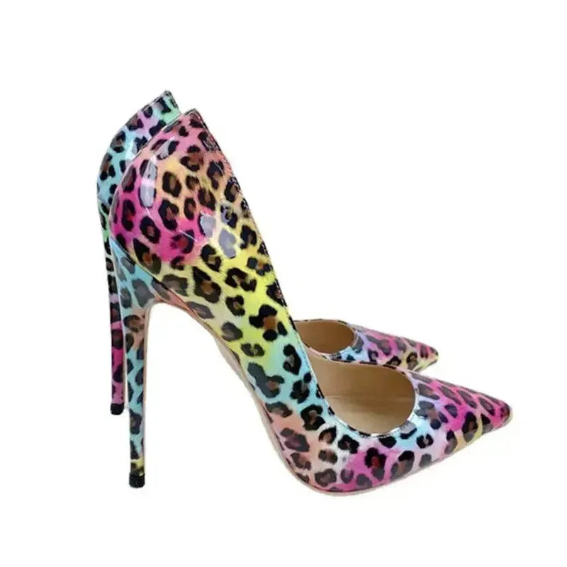 Colorful Leopard Print Stiletto High Heels Shoes