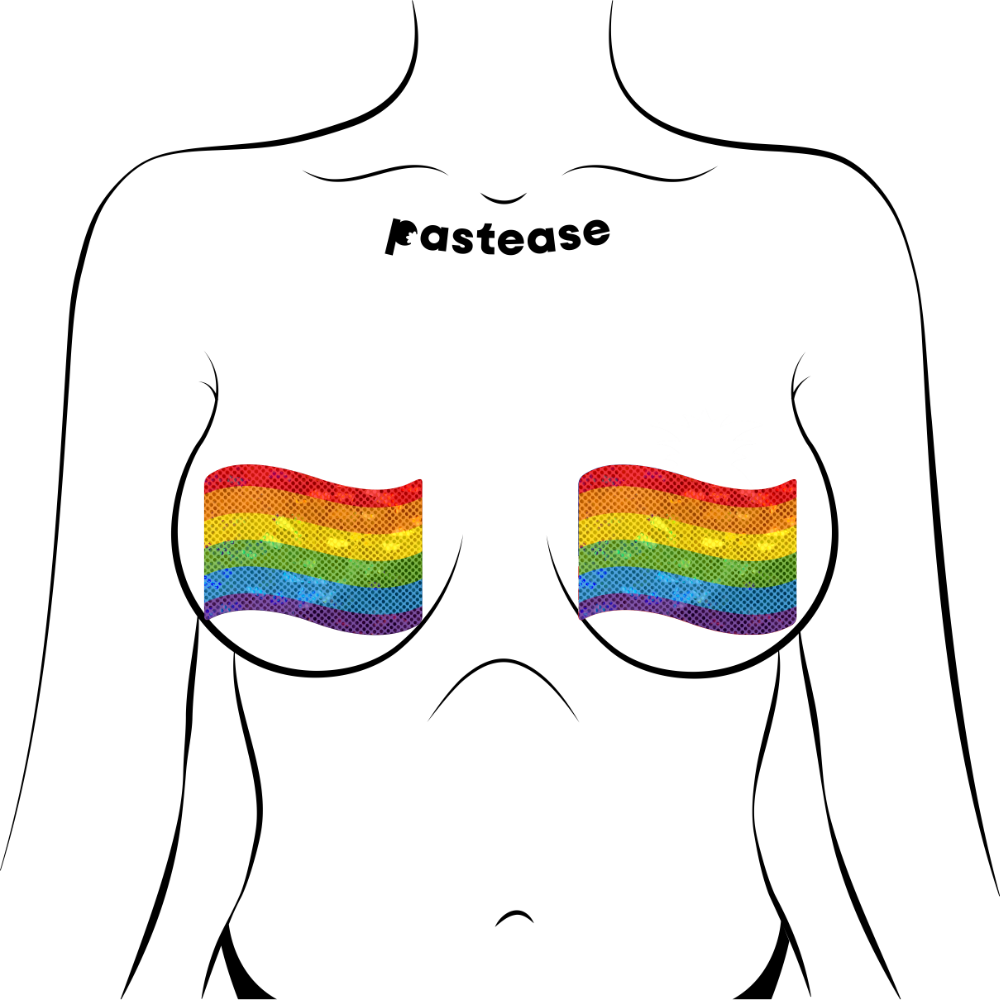 5 Pack: Flag: Gay Rainbow Waving Flag Nipple Pasties by Pastease® o/s