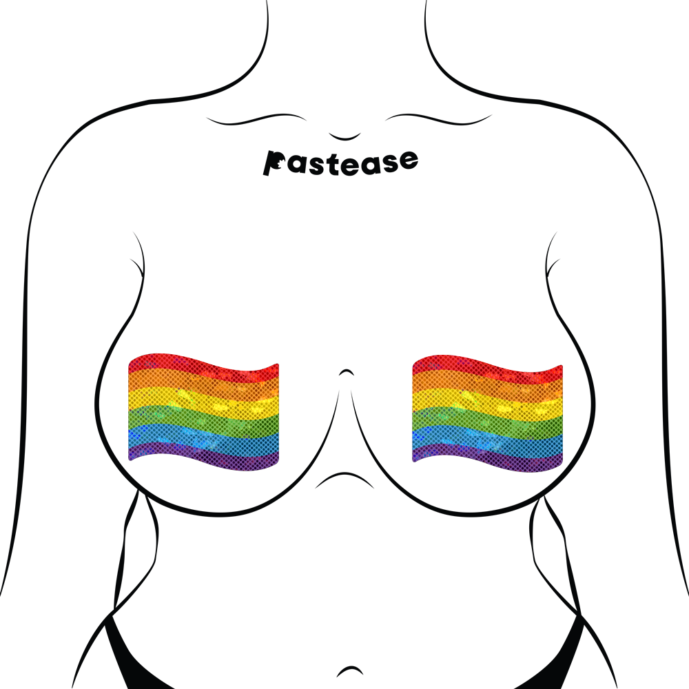 5 Pack: Flag: Gay Rainbow Waving Flag Nipple Pasties by Pastease® o/s