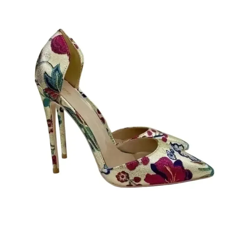 Gold Hollow High Heels Stiletto Shoes