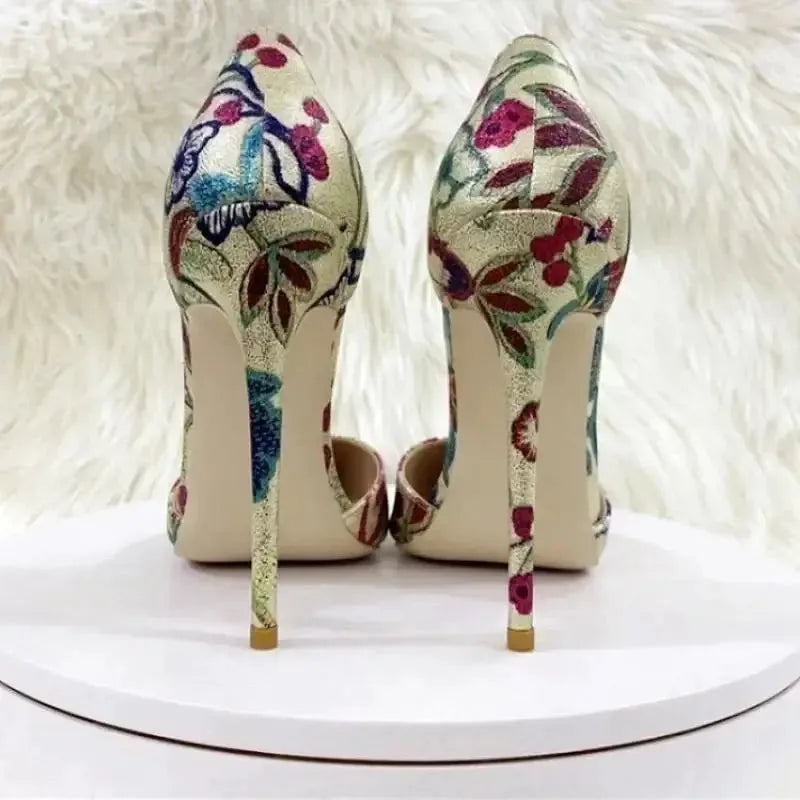 Gold Hollow High Heels Stiletto Shoes