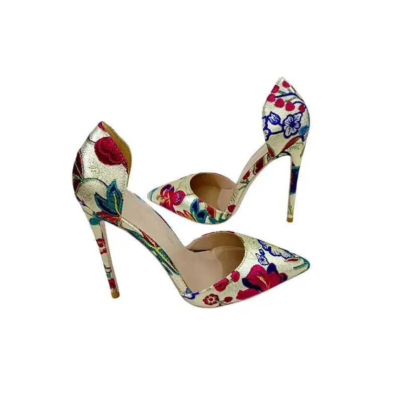 Gold Hollow High Heels Stiletto Shoes