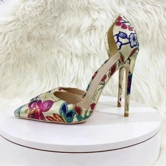 Gold Hollow High Heels Stiletto Shoes