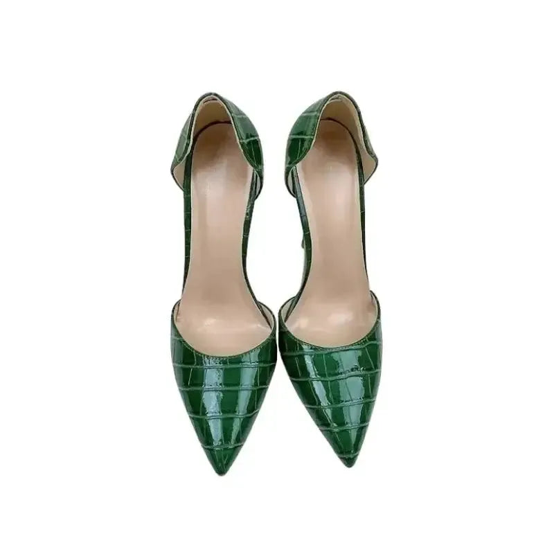 Green Crocodile Pattern High Heels Stiletto Shoes