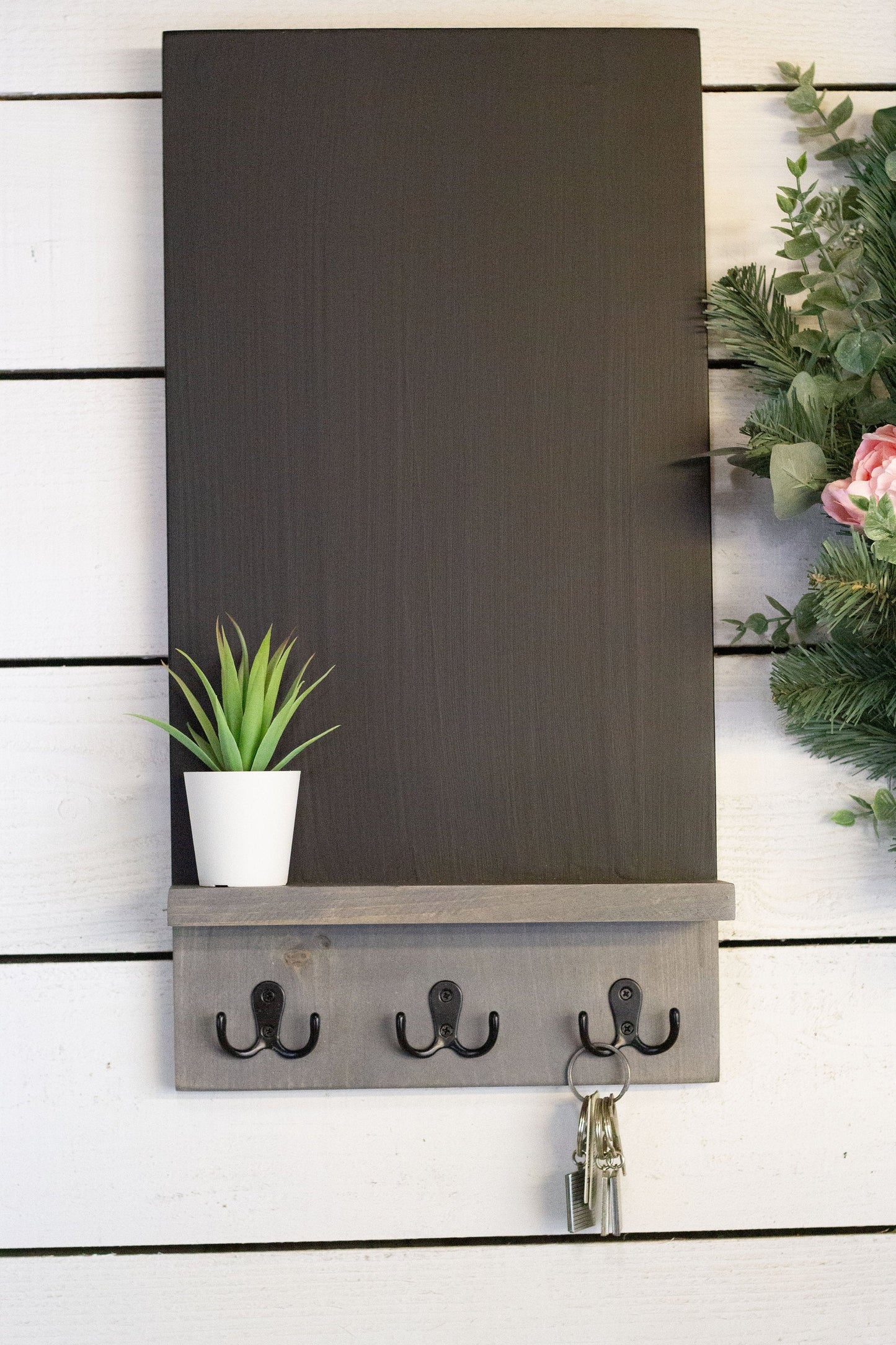 Chalkboard Command Center with Key Hooks