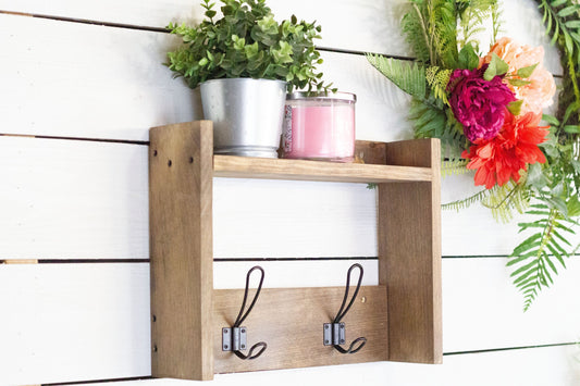 Entryway Shelf with Farmhouse Hooks