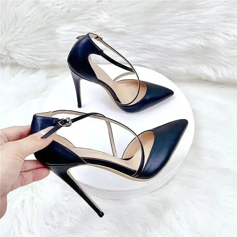 Lacing Black High Heels Stiletto Shoes