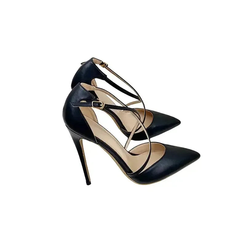 Lacing Black High Heels Stiletto Shoes
