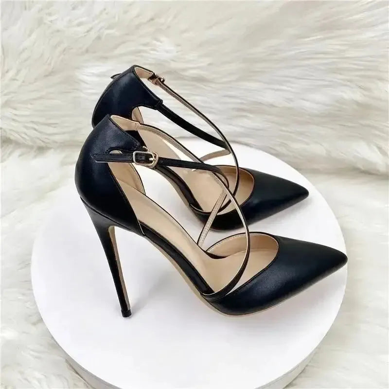 Lacing Black High Heels Stiletto Shoes