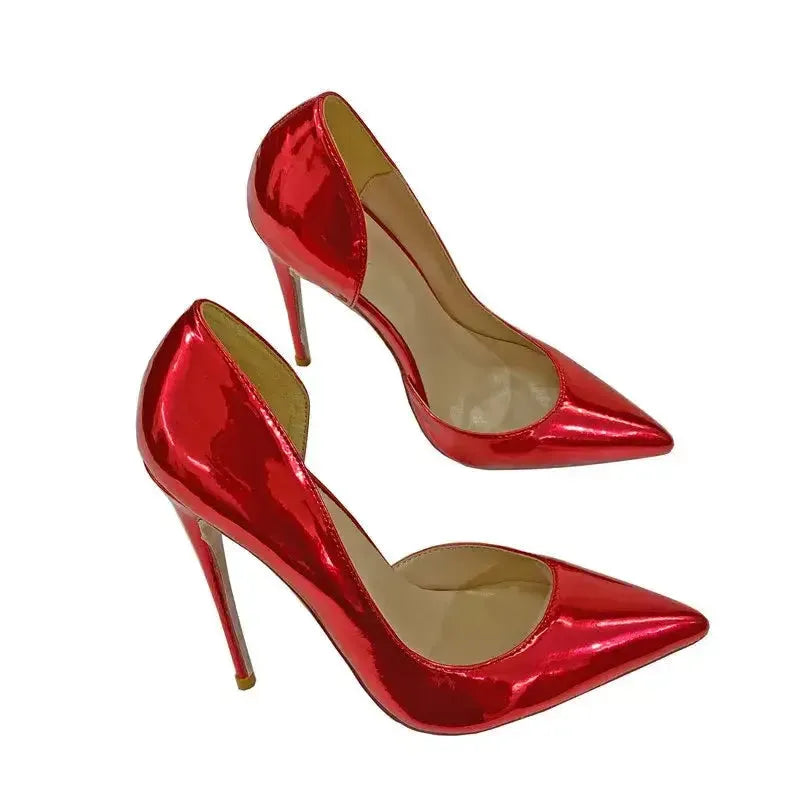 Lacquer Leather Side Air High Heels Stiletto Shoes