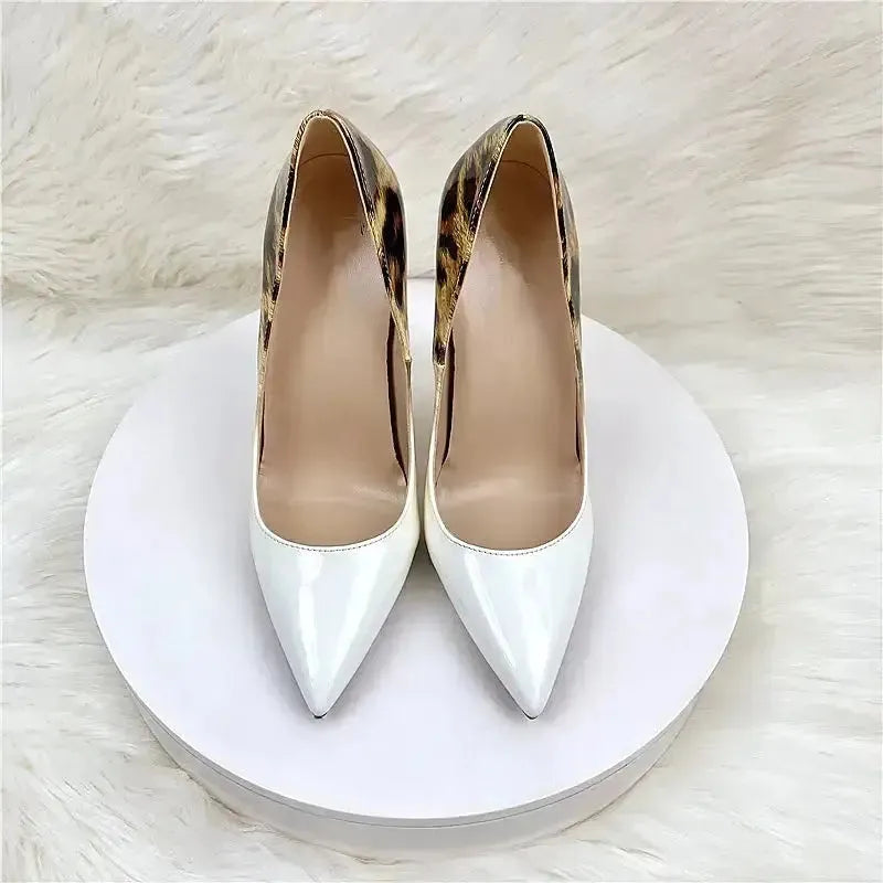Leopard Print Gradient Leather High Heels Stiletto Shoes