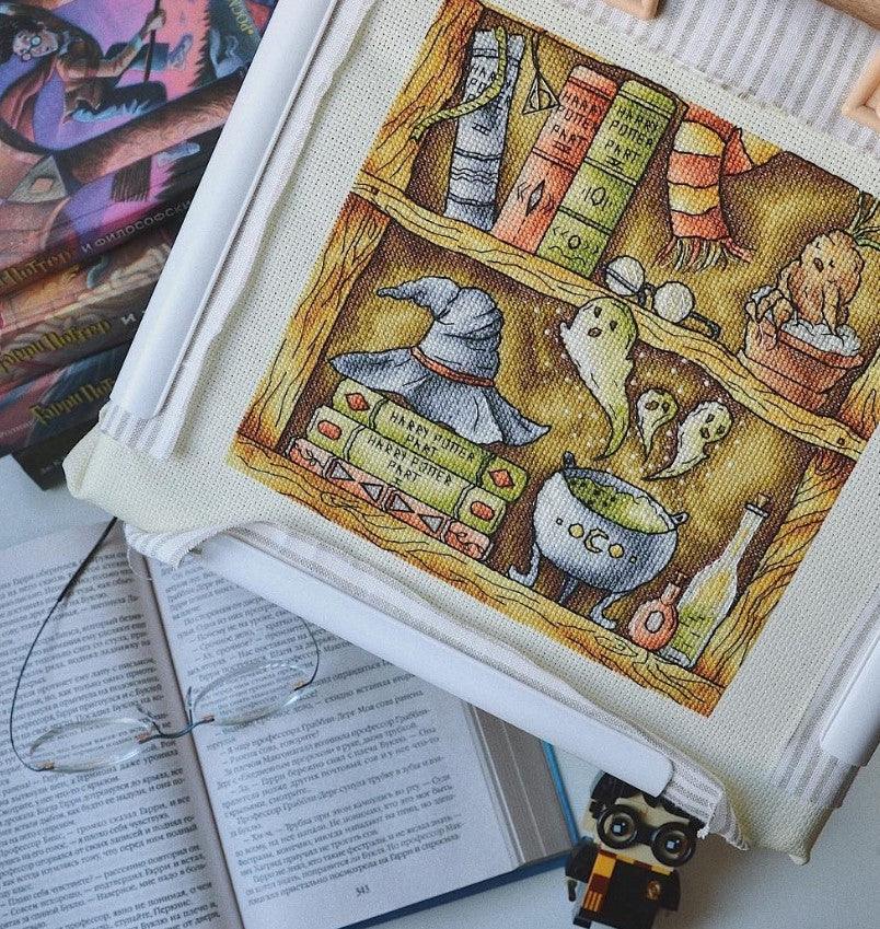 Magic Library. Shelf of Witch Books - PDF Cross Stitch Pattern