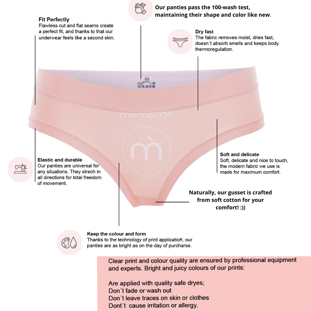Memème Women’s Ultra-Comfortable PSYCHOTROPICAL - Trash - Panties | Original Prints, Unique Designs | Breathable Cotton Crotch, Stretchy Fit, Soft Flat Seams, No Elastic Bands | Style: High Waisted Brief | Everyday Use