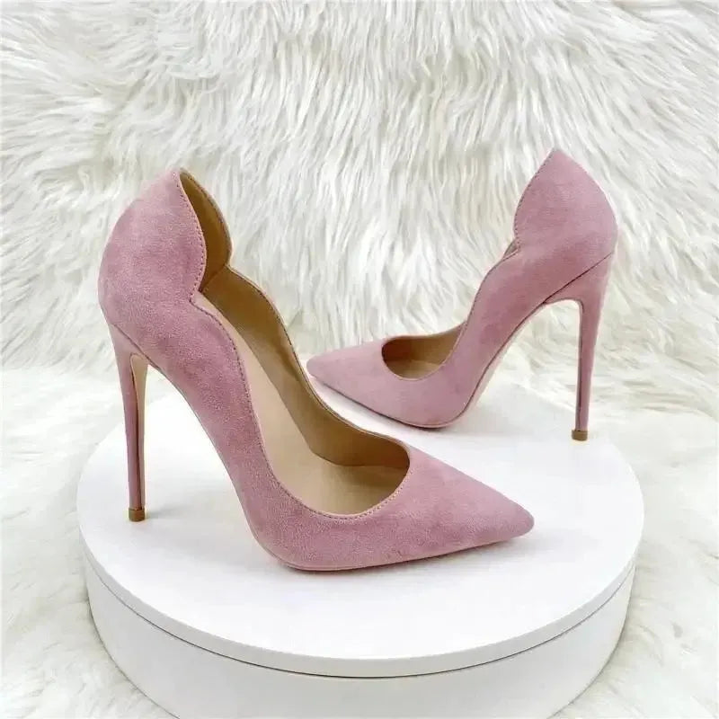 Pink Velvet High Heels Stiletto Shoes