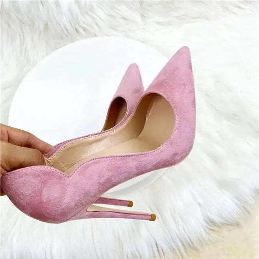 Pink Velvet High Heels Stiletto Shoes