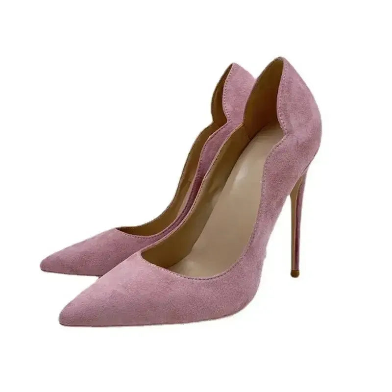 Pink Velvet High Heels Stiletto Shoes