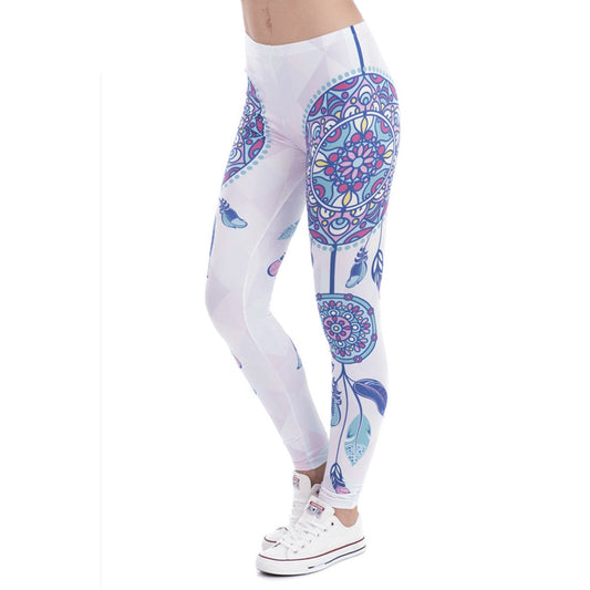 Women Legins Mandala Feathers Printing Sexy Slim Stretch Legging High Waist Leggings Woman Pants