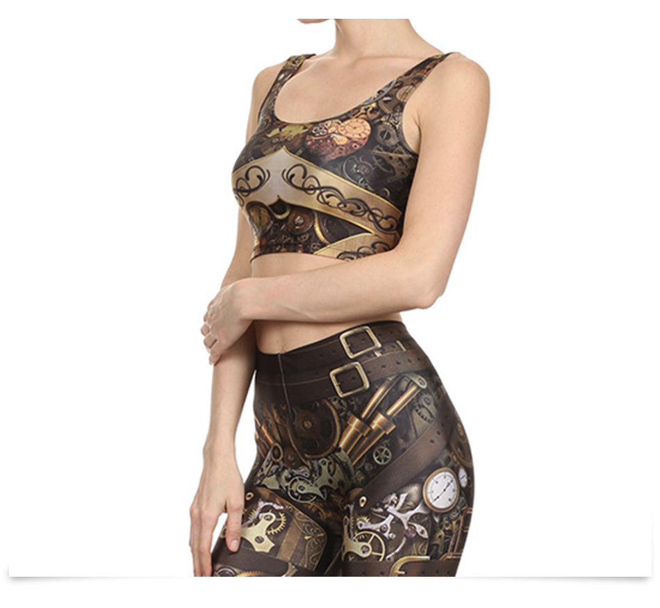 3D Digital Print Woman Cropped Crop Top Sexy Fitness Tops Sleeveless Mechanical Gear women top