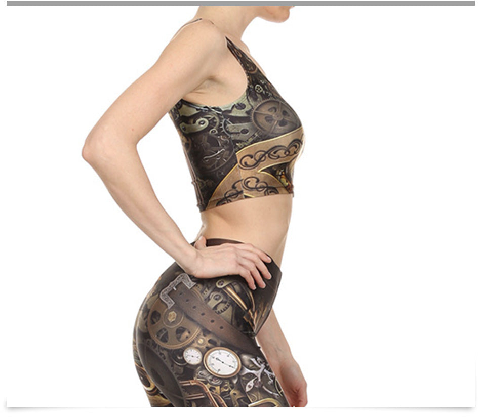 3D Digital Print Woman Cropped Crop Top Sexy Fitness Tops Sleeveless Mechanical Gear women top