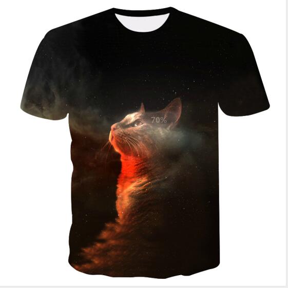 Night cat lady T-shirt women's short sleeves top 3d harajuku Tees top plus size animal T-shirt t shirt women