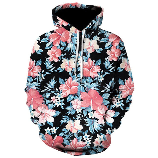 Men/Women autumn winter Hoodies Men's Sweatshirts Rose flower print Sweatshirts Plus Size 5XL Loose pullover Hoodie Tops