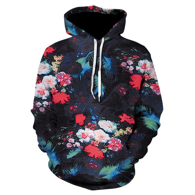 Men/Women autumn winter Hoodies Men's Sweatshirts Rose flower print Sweatshirts Plus Size 5XL Loose pullover Hoodie Tops