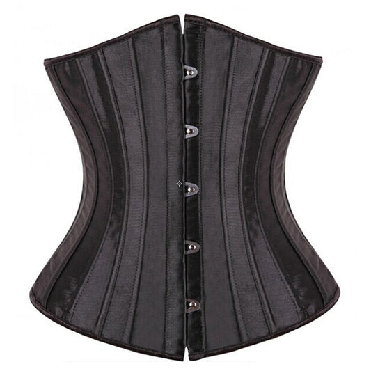 28 Sprial Steel Boned Black Shapewear Waist Cincher Slim Control Body Shaper Cincher Underbust Corset Sexy Women Plus Size S-6XL