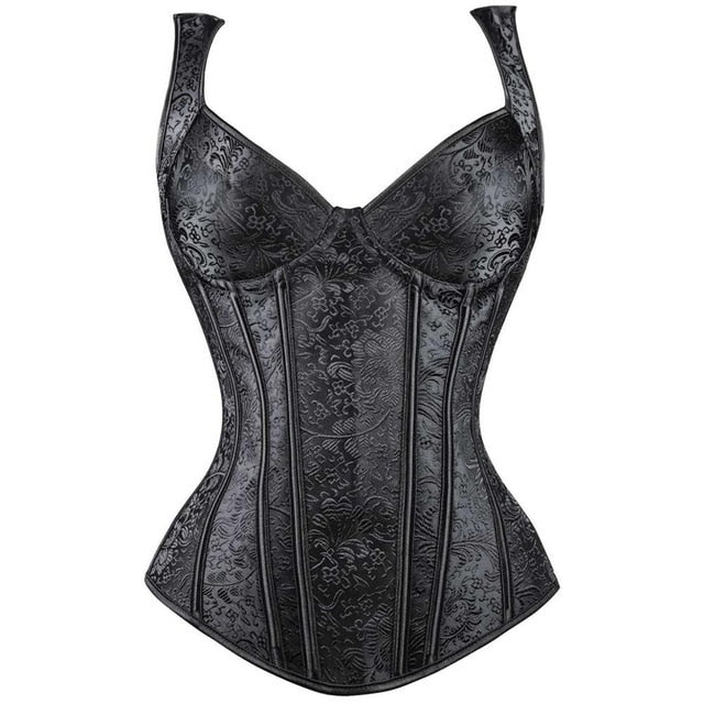 X New Steampunk Steel Boned Lace up Back Sexy Body Bustier Overbust Corset Women Waist Cincher Corsets Black Plus Size S-6XL
