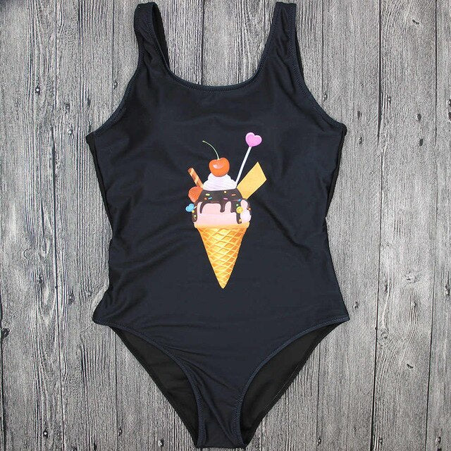 Sexy Bikini Set Ice Cream Print Women Swimwear
