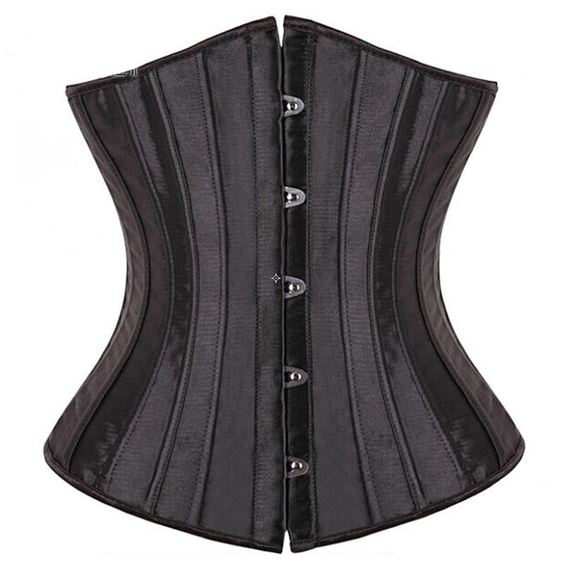 28 Sprial Steel Boned Black Shapewear Waist Cincher Slim Control Body Shaper Cincher Underbust Corset Sexy Women Plus Size S-6XL