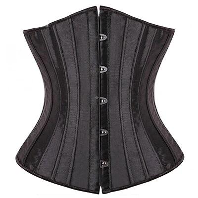 28 Sprial Steel Boned Black Shapewear Waist Cincher Slim Control Body Shaper Cincher Underbust Corset Sexy Women Plus Size S-6XL