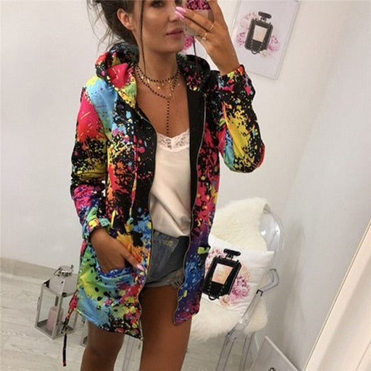 Women Sweatshirt Casual Pocket Zipper Loose Plus size Female Outwear