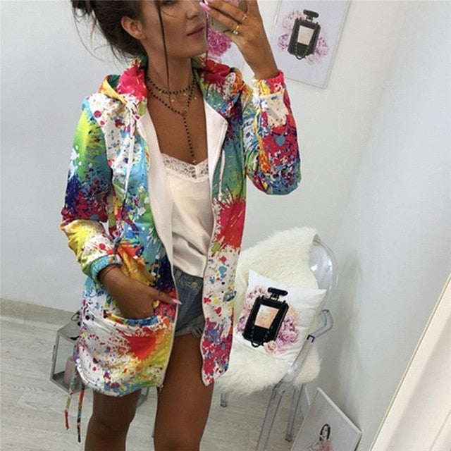 Women Sweatshirt Casual Pocket Zipper Loose Plus size Female Outwear