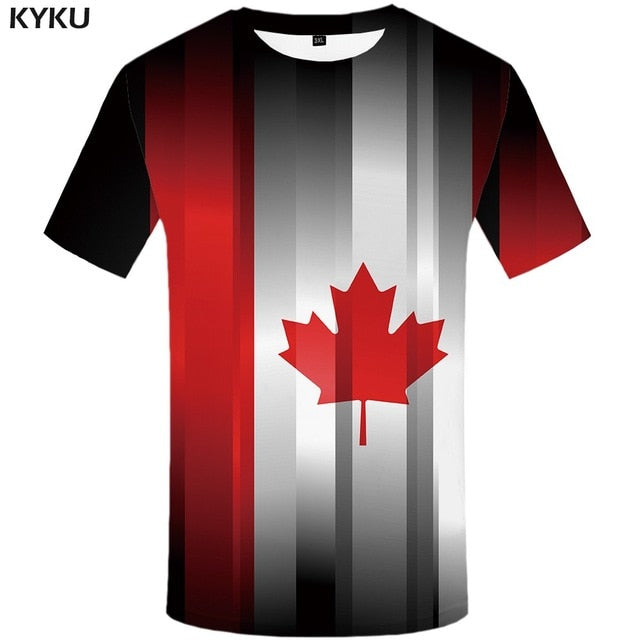 Maple Leaf T shirt Men Fireworks Tshirts Casual Canada Anime Clothes Black T-shirts 3d Psychedelic Shirt Print