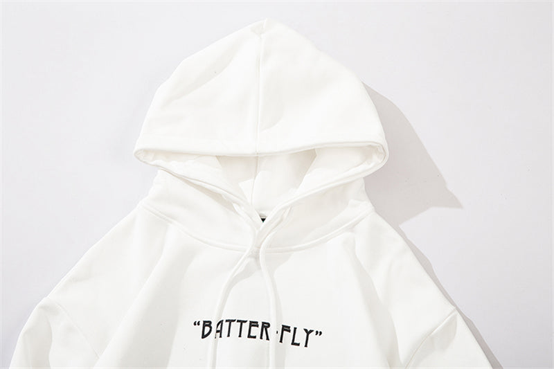 Hip Hop Butterfly Hoodie Sweatshirt Men Harajuku Streetwear Hooded Pullover Cotton Autumn Loose Hoodie Black Clothes