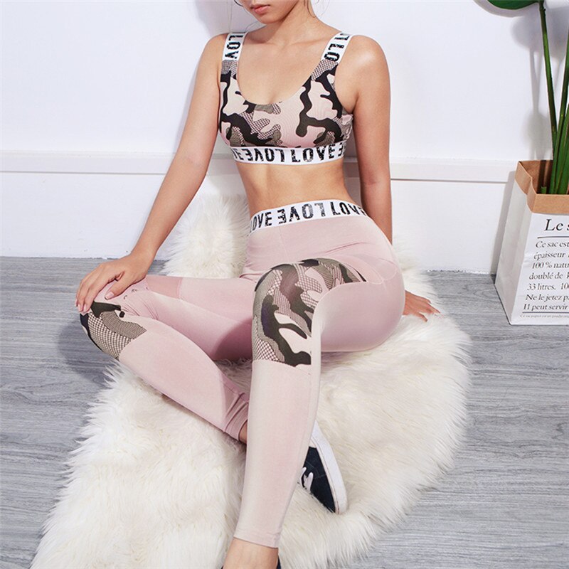 Seamless Camo Patchwork Yoga Set Women Gym Clothes Bra Crop Top Legging Shorts Sexy Fitness Sportswear Running Workout Tracksuit