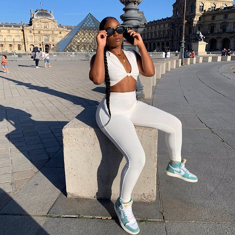 Seamless Solid Yoga Set Women Gym Clothes V Neck Bra Crop Top Legging Pants Sexy Fitness Sportswear Running Workout Tracksuit