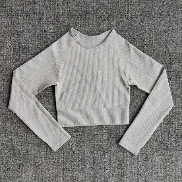 Yoga Sports Crop Top Long Sleeve Gym Women&#39;s Seamless T-shirt Fitness Woman Sport T-shirt Workout Tops For Women&#39;s Sportswear