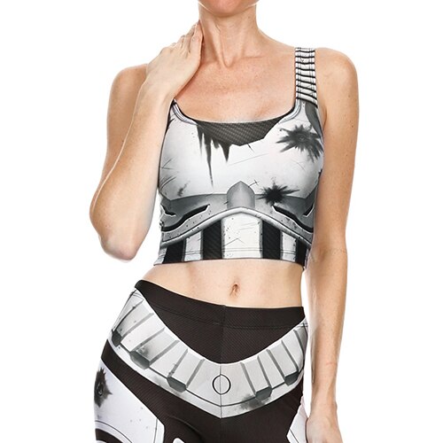 3D Digital Print Woman Cropped Crop Top Sexy Fitness Tops Sleeveless Mechanical Gear women top