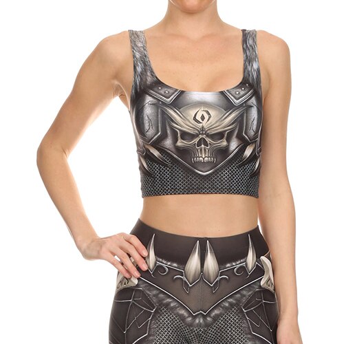 3D Digital Print Woman Cropped Crop Top Sexy Fitness Tops Sleeveless Mechanical Gear women top