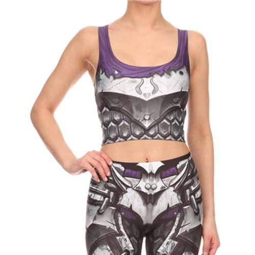 3D Digital Print Woman Cropped Crop Top Sexy Fitness Tops Sleeveless Mechanical Gear women top