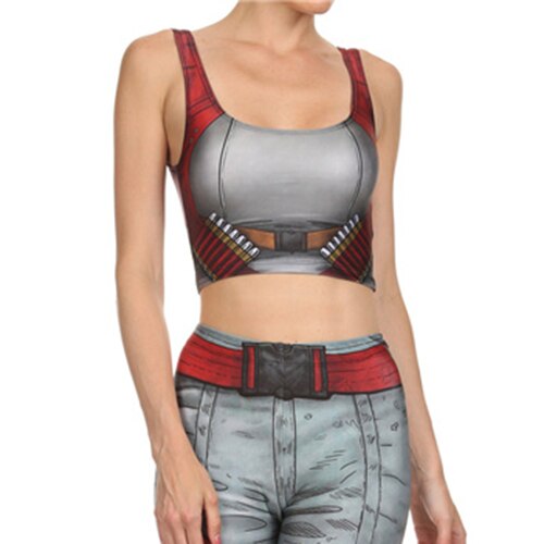 3D Digital Print Woman Cropped Crop Top Sexy Fitness Tops Sleeveless Mechanical Gear women top