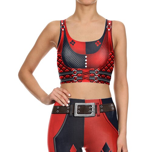 3D Digital Print Woman Cropped Crop Top Sexy Fitness Tops Sleeveless Mechanical Gear women top
