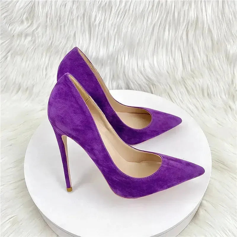 Purple Suede High Heels Stiletto Shoes