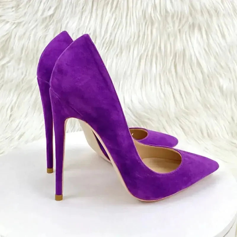 Purple Suede High Heels Stiletto Shoes