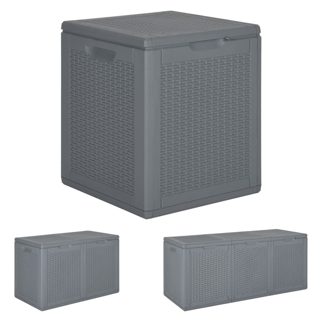 vidaXL Patio Storage Box 71.3 gal Gray PP Rattan