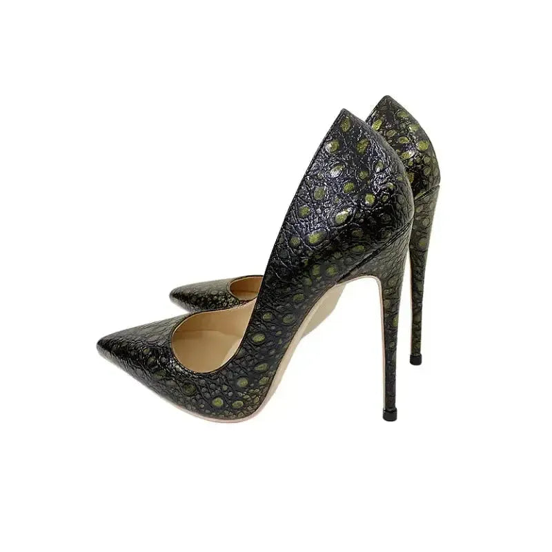 Vintage Snake Skin Pattern High Heels Stiletto Shoes
