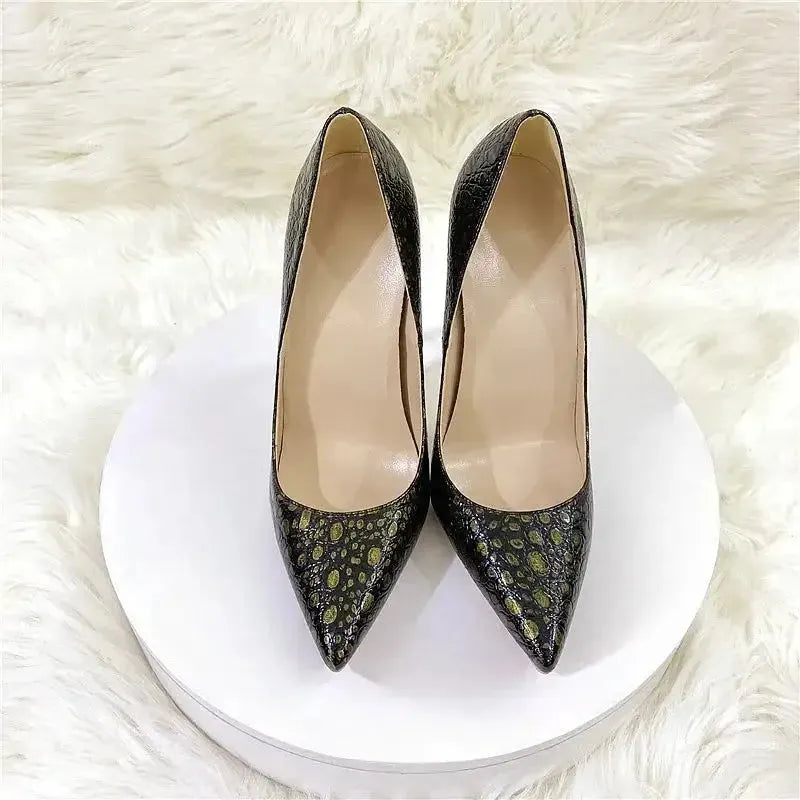 Vintage Snake Skin Pattern High Heels Stiletto Shoes
